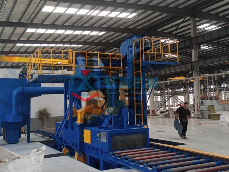 Heating radiator roller through shot blasting machine