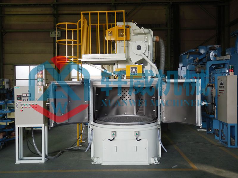 Gear rotary table shot blasting machine